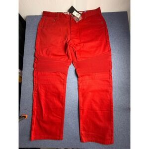 Noiz Jeans Mens Red Moto Ribbed Knee Premium Denim Pants DP842 Size 40x32 NWT